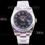 AR Factory 904L Steel Roelx Watch - Oyster Datejust 3135 Black Face Watches